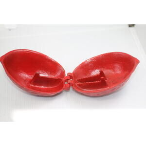 Vintage Cast Iron Walnut Nutcracker Red Hinged Taiwan Heavy Duty